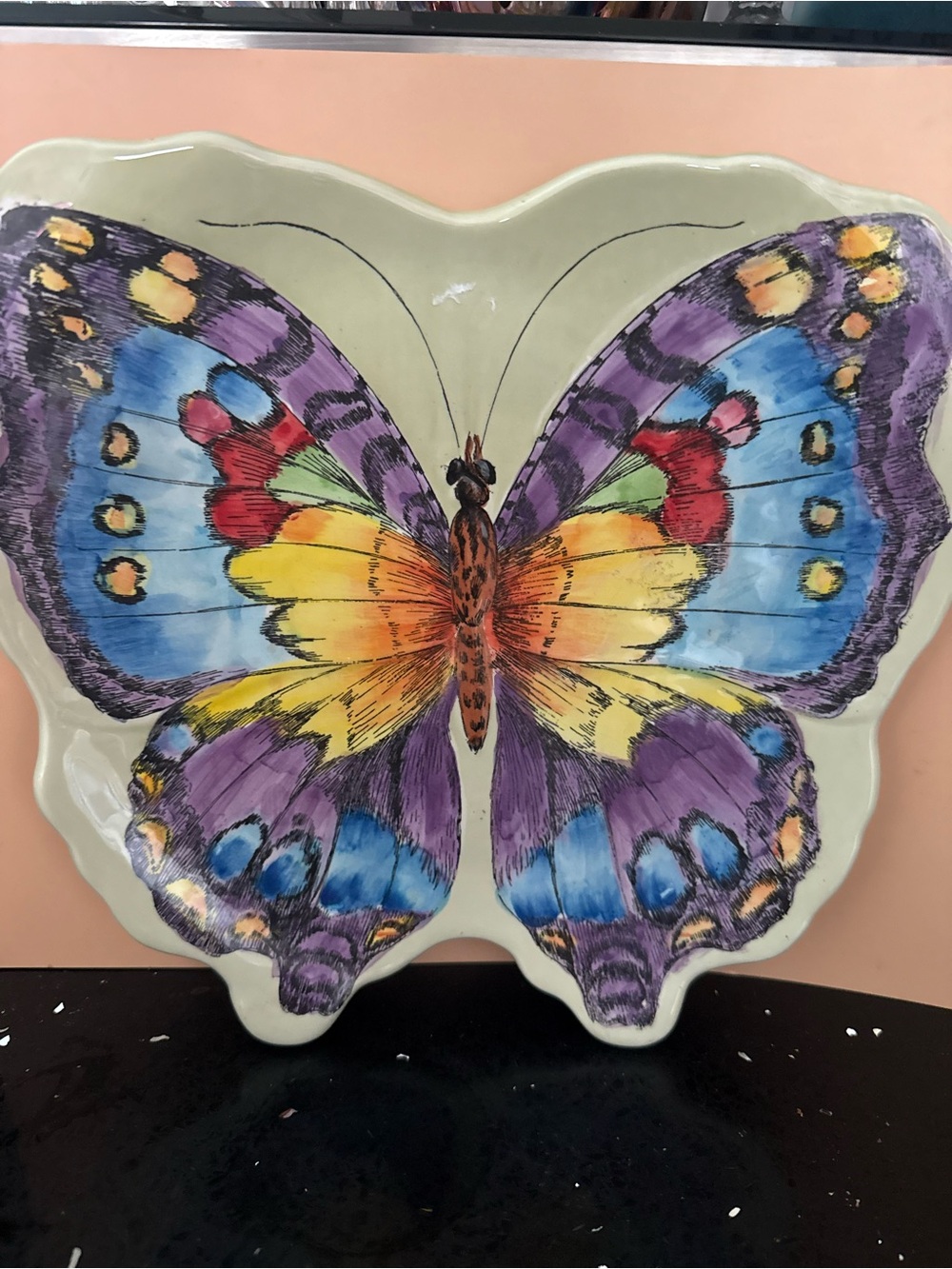 Colorful Butterfly Ceramic Wall Art - Multicolor
